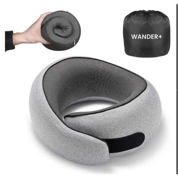 new WANDER PLUS+ Travel Pillow – Memory Foam Neck Support Airplanes & Cars Gray - Picture 5 of 10